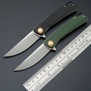 Couteau de poche pliant en acier D2 haute dureté avec manche G10 pour le camping en extérieur et l'autodéfense, personnalisable OEM, qualité DIY - Product Image 1