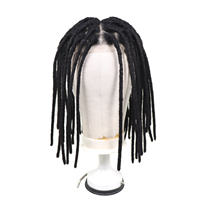 Topper Cheveux Homme 12 Pouces Longs Noirs Dreadlocks Remy Indiens, Prothèse Capillaire Homme en Cheveux Humains avec Base Swiss Lace pour Dreads