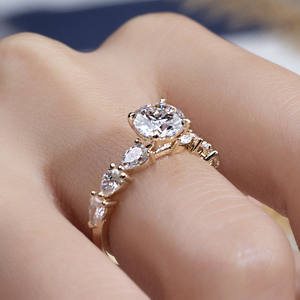 Messi Jewelry MSR-2136 14K Gold Round Shape Lab Grown <b>Diamond</b> <b>Ring</b> Engagement <b>Ring</b> - Product Image 6