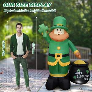 Personnalisation d'usine 6ft Giant Green Leprechaun Décorations extérieures gonflables pour la Saint-<span class=keywords><strong>Patrick</strong></span> et la fête irlandaise Leprechaun - Product Image 2