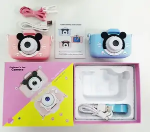 Câmera de brinquedo digital infantil 2.0 polegadas IPS 1080 com estampa de mini animais engraçados, brinquedo de desenho animado para crianças de 6 anos, meninos/meninas,