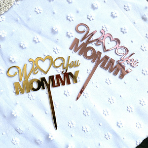 น้ำผึ้งและความหวาน ฉันรักคุณแม่ ท็อปเปอร์เค้กอะคริลิค ตกแต่งเค้กวันแม่ วันเกิด สีโรสโกลด์ สีเงิน - Product Image 5