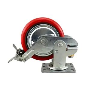 Electric Caster SS PU Wheel Caster Shock For Electrical Lab Equipments 8 Inch Swivel