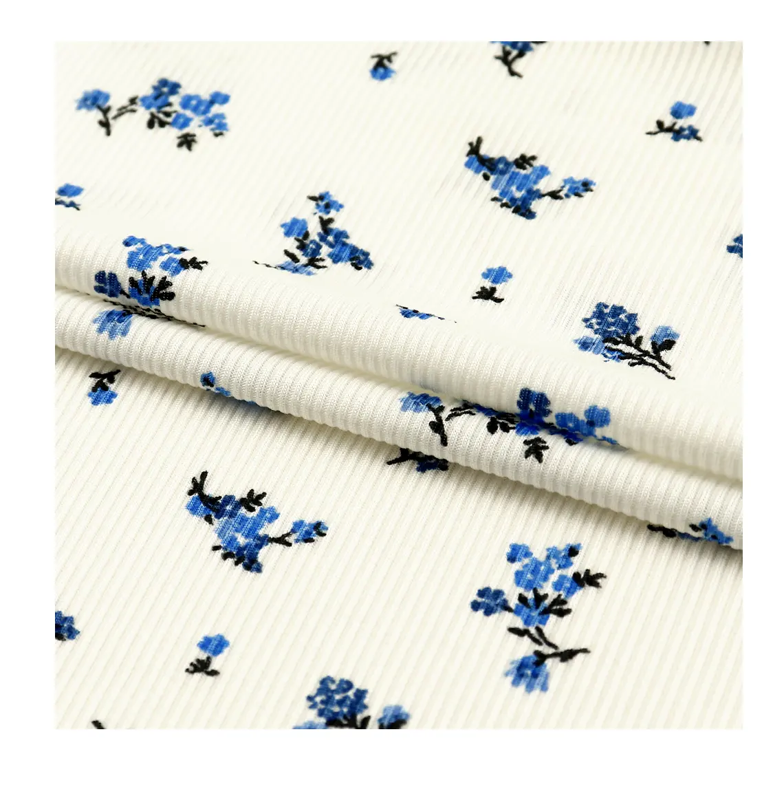 Tissu imprimé de fleurs de prunier pour femmes, côtelé en polyester spandex, tricote à la mode, usine directe,