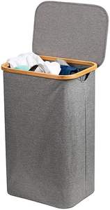Panier à linge pliable élégant en tissu Oxford, grand format, avec panier en bambou, pour rangement pratique des vêtements sales - Product Image 2