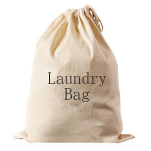 Eco friendly 100% Cotton Drawstring Laundry Bag For Storage