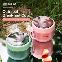 Tasse à petit-déjeuner portable avec couvercle et cuillère, récipient hermétique pour flocons d'avoine et yaourt, compatible micro-ondes, pour les trajets quotidiens au bureau