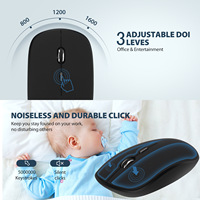 Ensemble clavier et souris sans fil TASSO silencieux, ultra-mince, taille standard, 1600 DPI, compatible multi-appareils, avec pavé numérique, pour bureau et voyage