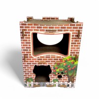Grande maison pour chat en carton ondulé écologique avec structure stable et design résistant aux griffures pour une utilisation en intérieur
