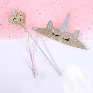 Varita de Hada Princesa con Brillantina en Forma de Corazón, Hecha a Mano, Regalo para Graduación, Ramadán, Fiesta, 2 Piezas - Product Image 1