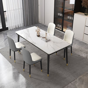 Table à manger en ardoise de style italien, personnalisable, luxe léger, moderne, simple, pour petit appartement, rectangulaire - Product Image 4