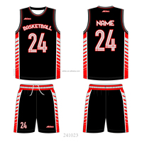 Ensemble d'uniformes de basketball personnalisés à impression numérique, respirants et à séchage rapide, noir et rouge, comprenant maillot, short, sweat à capuche, polo, veste de survêtement, pantalon et sac à dos