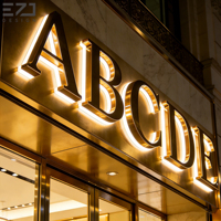 Lettres en métal personnalisées rétroéclairées par LED, logo lumineux à halo inversé pour restaurant, hôtel, devanture de magasin
