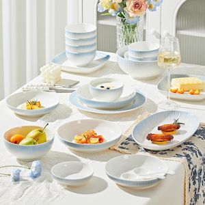 High Quality Control Creative Design Embossed Ceramic Dinnerware <b>Sets</b> for Households & Hotels-<b>Microwave</b> & Dishwasher Safe - Product Image 3