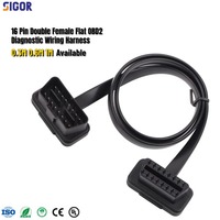 Câble d'extension plat OBD2 16 broches mâle-femelle, 8 conducteurs en cuivre argenté, faisceau de câblage coudé de diagnostic automobile, indice de protection IP66