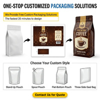 Bolsa de café al por mayor duradera de aluminio de grado alimenticio con ventana de Mylar, 250g 8oz, resellable con cremallera y válvula de desgasificación