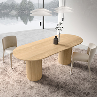 Mesa de comedor de madera maciza Simple nórdica, muebles ovalados ensamblados de diseño minimalista moderno de alta calidad para el hogar o la oficina