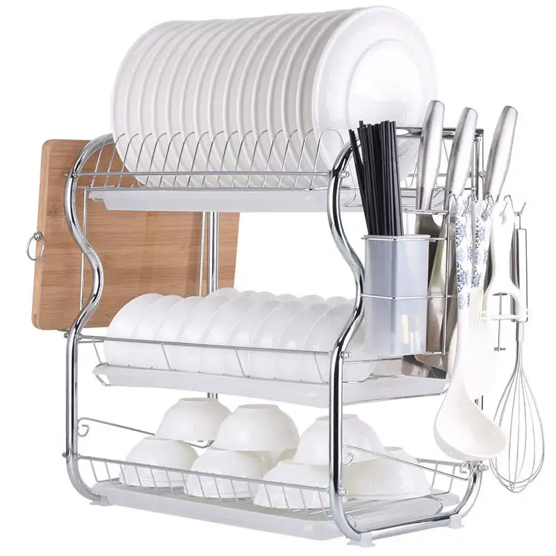 Au-dessus de l'évier En Acier Inoxydable En Métal Plat Rack Couche Compact Égouttoir Séchage Cuisine Rack Petit Égouttoir À Vaisselle