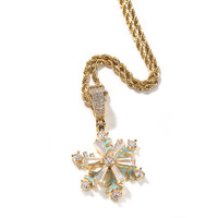 Collier tendance en laiton avec pendentif double croix étoilée, entièrement pavé de zircons 5A, style Hip Hop Rapper, pour homme et femme