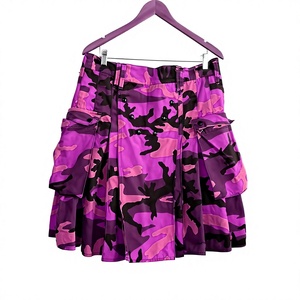 Men's Purple Camouflage Kilt With Cargo Pockets Regular Fit Polyester Material - Product Image 1