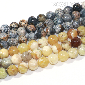 Bán Buôn Tự Nhiên Màu Đen/Vàng <span class=keywords><strong>Dendritic</strong></span> <span class=keywords><strong>Opal</strong></span> Hạt Sợi Vòng Đeo Tay 4Mm 6Mm 8Mm 10Mm Mịn Vòng Lỏng Tự Nhiên Đá Quý Hạt - Product Image 2