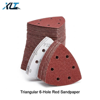 Disque de ponçage triangulaire en oxyde d'aluminium rouge 0,8 mm, 140x100x165mm, 5 trous, pour ponceuse souris, papier abrasif pour le travail du bois et du métal