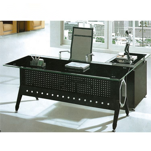 Sinonis โต๊ะคอมพิวเตอร์สำหรับผู้บริหาร, โต๊ะทำงานดีไซน์แบบเปิดประทุนพร้อมแผงไม้ด้านบนเป็นกระจกโต๊ะสำนักงานยอดนิยม - Product Image 6