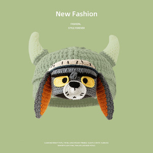 Chapeau en tricot brodé à la main, double usage, avec housse de haut-parleur intégrée, motif dessin animé, fait main, multicolore, personnalisable OEM ODM, marque privée, petite taille - Product Image 1