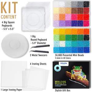 Kit de mini-perles thermocollantes Artbeads, 24000 pièces, 48 couleurs, avec planche à picots carrée, fournitures d'artisanat pour adultes, pour fer, métal, papier, multicolore - Product Image 5