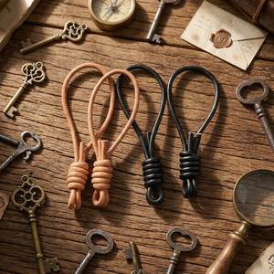 Cordon en cuir tressé fait main de 10 cm, porte-clés DIY, pendentif pour clé de voiture en cuir véritable, accessoires de poupée, breloque - Product Image 4