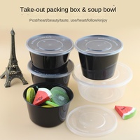 Einweg-Lunchbox aus PP-Kunststoff mit Deckel, mikrowellengeeignet, Takeaway-Schale für Restaurants, Eis, Pulver, Dessert, Suppe, Großhandel