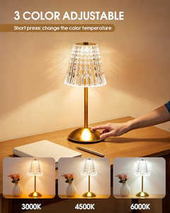 Lampes de table LED sans fil rechargeables en cristal, style nordique européen, pour restaurant, bureau, avec commande tactile, décoration intérieure - Product Image 5