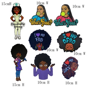 Wholesale Embroidery DIY Iron on Twill <strong>Patch</strong> With Merrow Border Black Girls <strong>Patch</strong> DIY Fabric Embroidery Iron on <strong>Patches</strong> Custom - Product Image 6