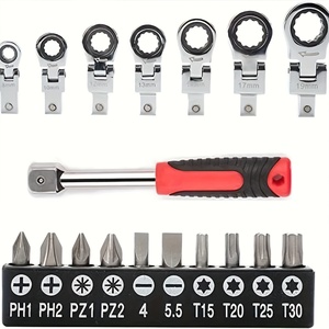 Lot de 20 clés à cliquet en acier pour la maison, avec embouts interchangeables, clés à douilles et clés à anneau, dans un étui rigide - Product Image 2