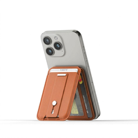 Porte-cartes magnétique pivotant personnalisé en usine avec protection RFID, étui en cuir PU pour cartes de visite, fixation pour téléphone