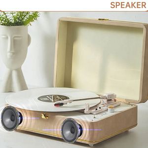 Lecteur de disques vinyles rétro portable de style valise, idéal pour la maison, avec cassette et tourne-disque, design de qualité supérieure, vente en gros - Product Image 5