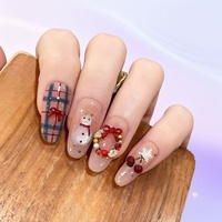 Nail Art 3D à thème de Noël, motifs œil de chat, ultra-minces, pré-dessinés, pour des rêves d'enfance neigeux et amusants