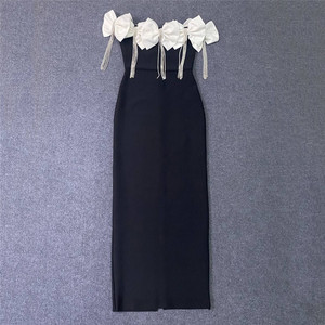 Vestidos de Festa Elegantes Pretos Novos com Laço para Ocasiões Formais, Aniversários, Coquetéis e Festas Noturnas para Mulheres - Product Image 4