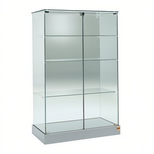 Hdz Glass Display Cabinet 73x46x140 Cm <b>Light</b> Grey With <b>Hinged</b> Lockable Doors And 3 Shelves - Product Image 2