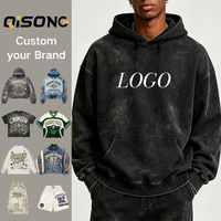 Hoodie Streetwear Personnalisé 350GSM avec Impression par Transfert Thermique, Fabrication Sur Mesure, Coupe Courte, Lavage Acide, pour Homme