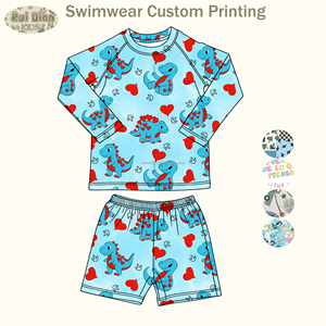 Ensemble de maillots de bain pour garçons à motifs imprimés personnalisés, deux pièces, 95% nylon, 5% élasthanne, shorts de plage pour garçons d'été pour les vacances - Product Image 1