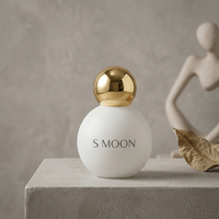 Flacon de parfum en verre rond de 50 ml avec pompe, design rose et bleu, flacon de parfum personnalisé avec bouchon rond