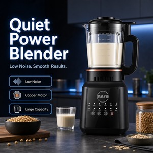 Licuadora Comercial de Alta Resistencia, Máquina para Hacer Smoothies, Exprimidor, Triturador de Hielo, Recipiente de Vidrio con Calefacción, Modo Turbo, 5+ Velocidades, Plateado - Product Image 3