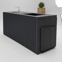Cuisine extérieure moderne sur mesure de 3,5 m, en acier inoxydable 304, modulaire, avec évier, rangement, comptoir de bar, écologique, ignifuge
