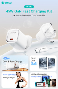 Coteci 3 PIN 1M USB C TO C สายวันที่ PD QC 45W GAN UK ชาร์จเร็วชุดอะแดปเตอร์โทรศัพท์มือถือสำหรับ <span class=keywords><strong>iPhone</strong></span> 17 <span class=keywords><strong>PRO</strong></span> <span class=keywords><strong>MAX</strong></span> - Product Image 2