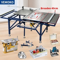 Scie à table coulissante haute vitesse avec design à rainures en T et extension de table de 40 cm pour usage professionnel en atelier de menuiserie