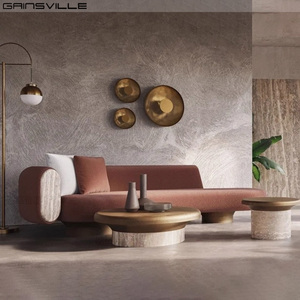 Divano componibile in tessuto bianco crema ricurvo di lusso <span class=keywords><strong>elegante</strong></span> <span class=keywords><strong>contemporaneo</strong></span> con Base in legno per Villa casa soggiorno - Product Image 3