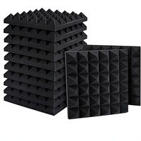 Lot de 12 panneaux acoustiques modernes en mousse de polyuréthane 5 cm x 50 cm x 50 cm, panneaux d'absorption sonore pyramidaux pour traitement acoustique en studio