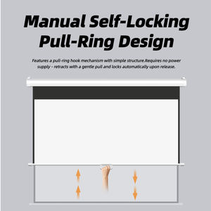 Écran de projection autobloquant tiré à la main de 120 pouces Écran blanc haute définition mural pour le bureau et la maison - Product Image 2