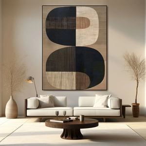 Art mural 3D vertical, grand format, abstrait neutre, Wabi Sabi, art mural contemporain sur toile, peint à la main, cadeau pour l'inauguration d'une maison - Product Image 4